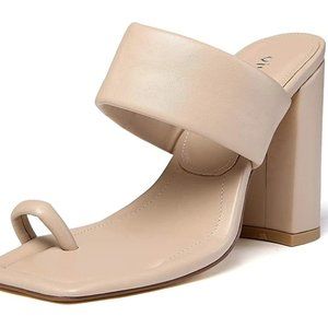 Vivianly Women Toe Ring Block Heels Sandals Backless